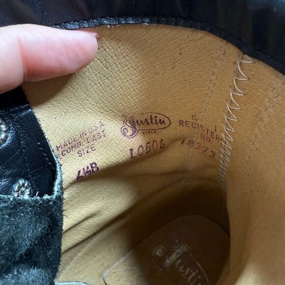 JUSTIN Boot Women's 6.5 Lace Up Roper Kiltie Boot Black Steampunk Cowgirl Combat - Picture 10 of 14